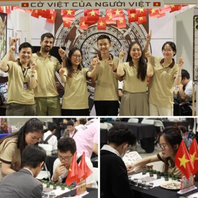 Đội ngũ sáng lập Cờ Đông Sơn và các bạn trẻ đang trải nghiệm boardgame chiến thuật tại sự kiện.