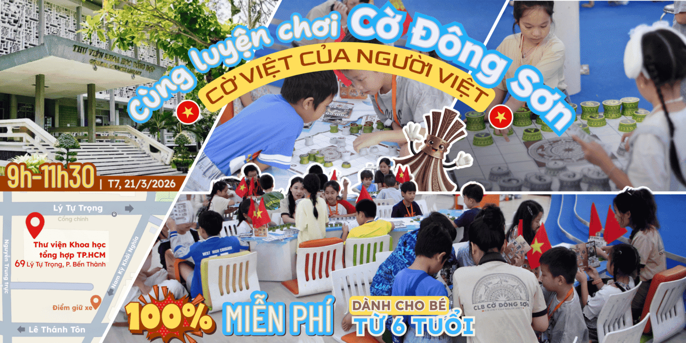 Các bạn nhỏ hào hứng giơ tay phát biểu trong buổi trải nghiệm Cờ Đông Sơn tại Thư viện KHTH TP.HCM.