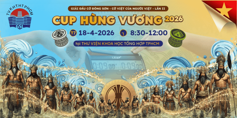 Banner chính thức của Giải đấu Cờ Đông Sơn lần 2 - Cúp Hùng Vương 2026 diễn ra vào ngày 18/04/2026 tại Thư viện KHTH TP.HCM.