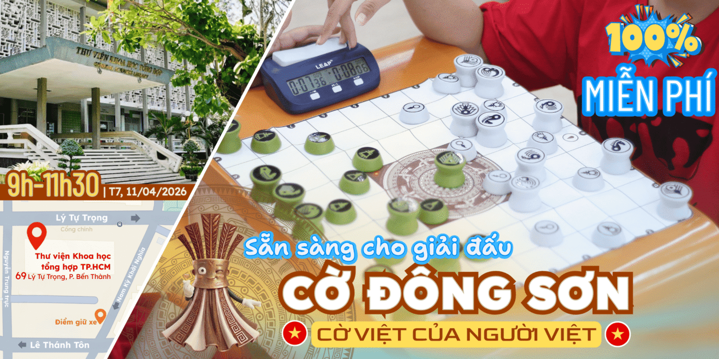 Poster thông báo buổi sinh hoạt miễn phí ngày 11/04/2026 giúp các kỳ thủ cọ xát thực tế, chuẩn bị sẵn sàng cho Giải đấu Cờ Đông Sơn lần 2.