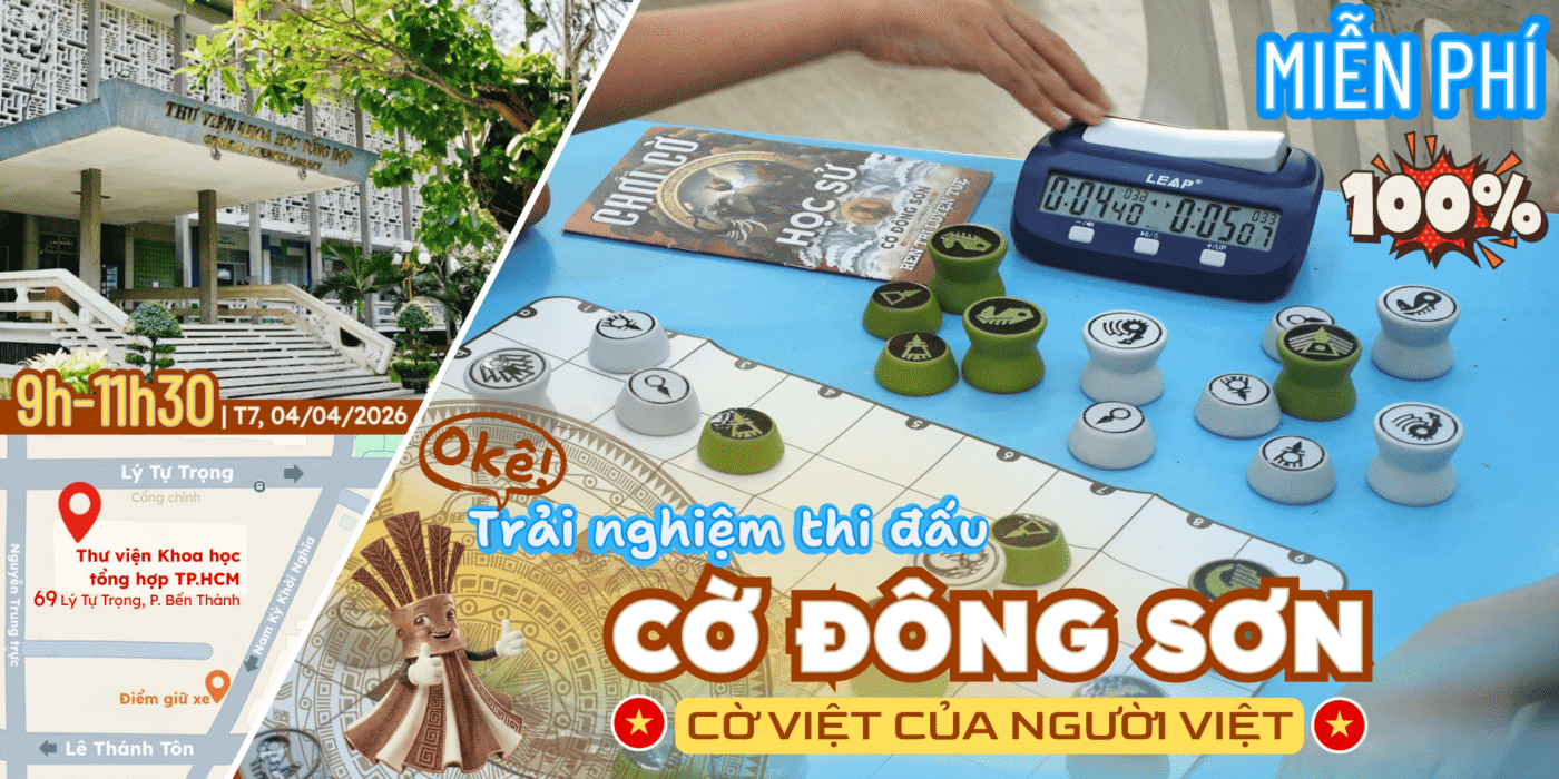 Poster thông báo lịch sinh hoạt Cờ Đông Sơn miễn phí trải nghiệm thi đấu thực chiến hướng tới Giải đấu Cúp Hùng Vương 2026.