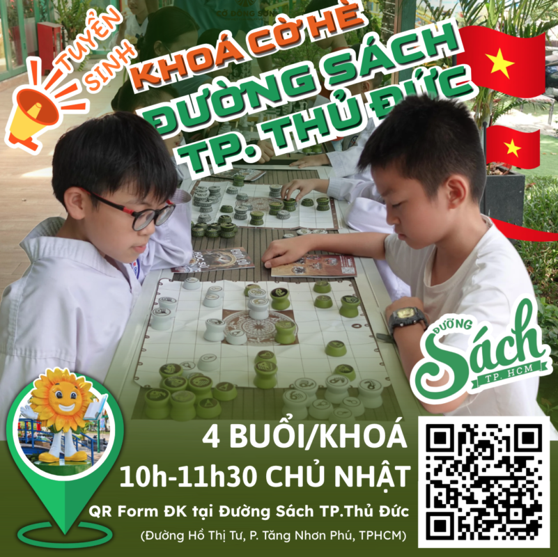Đăng ký khóa cờ hè tại Đường Sách TP Thủ Đức, môi trường rèn luyện ngoài trời giúp kỳ thủ nâng cao điểm elo Cờ Đông Sơn.