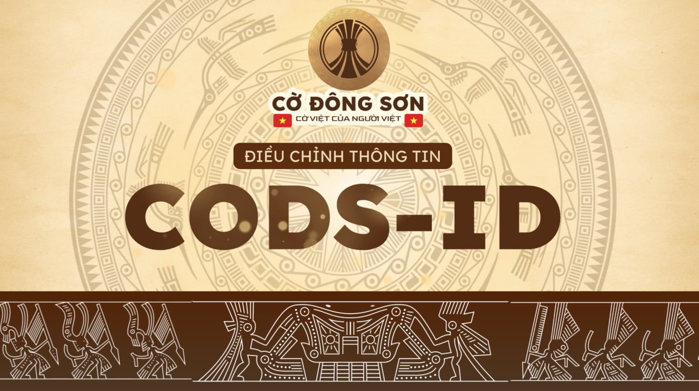Hình ảnh minh họa mã định danh CODS-ID, tấm thẻ căn cước để kỳ thủ ghi nhận kết quả luyện tập, tích lũy điểm elo và tham gia bảng xếp hạng Cờ Đông Sơn.