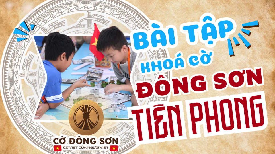 Banner giới thiệu Khóa cờ hè cơ bản Đông Sơn Tiên Phong bước khởi đầu để các kỳ thủ nhí làm quen, luyện tập và tiến tới tích lũy elo trên bảng xếp hạng Cờ Đông Sơn.