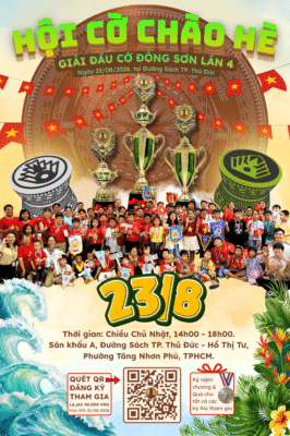 Mã QR đăng ký và thông tin chi tiết Giải đấu Cờ Đông Sơn lần 4, Hội Cờ Chào Hè 2026 diễn ra tại Đường Sách TP. Thủ Đức.